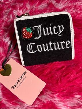 Juicy Couture Black Wallet with White Trim & Strawberry Patch NWT
